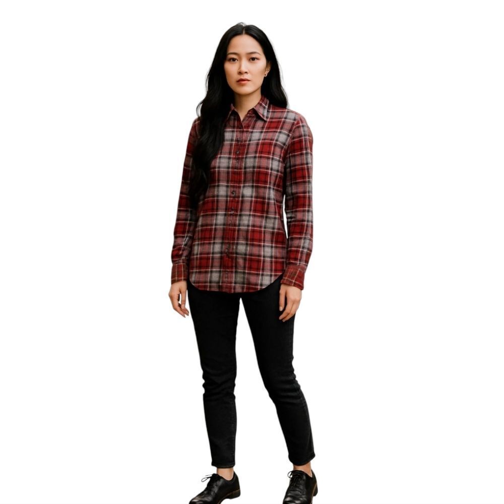J. Crew Red and Gray Plaid Women's Shirt Size XXS